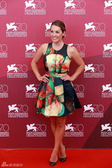 组图：《峡谷》发布会 休斯顿着优雅拼接裙