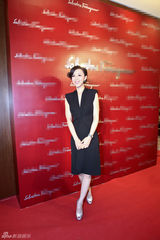 组图：张静初深V礼服亮相 黑裙高贵温婉大气