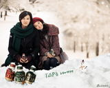 高清图：元彬申敏儿亲密拍广告 浪漫雪地深情拥吻