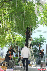 组图：张震婚礼现场布置曝光 全白桌椅吊饰唯美