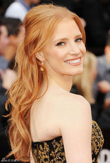 高清组图：奥斯卡红毯杰西卡-查斯坦秀黑金礼服