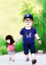 组图：《爸爸去哪儿》漫画版帅爸萌娃造型