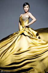 组图：苏岩华贵写真金裙闪耀女王范儿