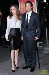 高清图：朱莉皮特情侣档亮相纽约影评人奖庆典