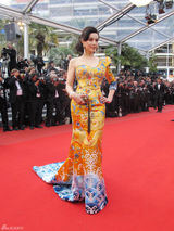 高清图：范冰冰身着龙袍礼服 闪耀戛纳开幕式红毯