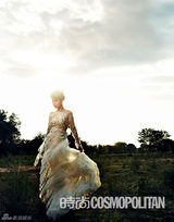 组图：海清登《COSMO》赭发白纱漫步轻舞