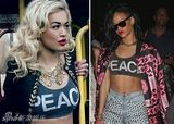 组图：英女歌手Rita Ora与蕾哈娜频撞衫被指抄袭