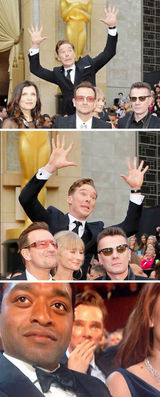 组图：奥斯卡现场另一面 颁奖礼成好友聚会