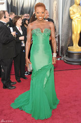 高清组图：奥斯卡红毯维奥拉-戴维斯绿色礼服