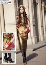 明星爱街拍40期：雅痞风VS金色金属搭配