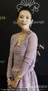 高清组图：章子怡宣传《最爱》 紫色蕾丝装恬静优雅