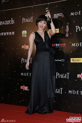 组图：金像奖后台陈静举奖杯 获最佳女配角