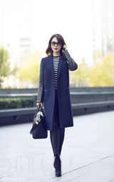 组图：陈数街拍登时尚杂志 同一元素搭出多样风情