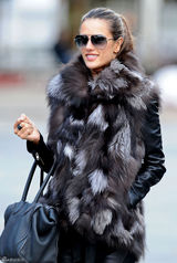 高清组图：超模亚历山大-安布罗休街拍皮草上身