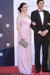 组图：汪诗诗表妹湛淇清红毯亮相粉裙美艳