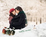 高清图：元彬申敏儿亲密拍广告 浪漫雪地深情拥吻