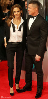 组图：朱莉皮特英国奥斯卡大秀恩爱羡煞旁人