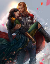 组图：网友手绘唯美《复联》 洛基被雷神公主抱