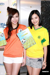 幻灯图：众美眉为世界杯现场脱衣 刘欣宜露蛮腰