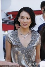 高清组图：章子怡宣传《最爱》 紫色蕾丝装恬静优雅