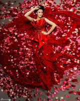 组图：李涵为航天英雄唱颂歌 红色写真曝光