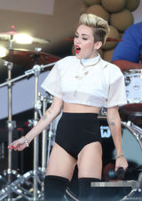 组图：塞勒斯开唱秀长腿 男女通吃与辣妹调情