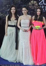 组图：温碧霞大胆荧粉裙 走蓝毯与阿娇比美
