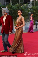 组图：巩新亮深v露乳提裙秀大腿 狼头男造型怪异