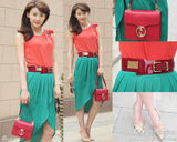 明星爱街拍：撞色连衣裙VS男士丝巾搭配