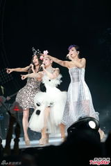 组图：S.H.E合体香港开唱 Selina感触落泪