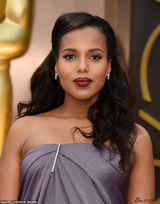 组图：凯莉-华盛顿灰色缎面礼服幸福准妈咪