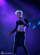 组图：P!nk高空倒吊演唱 与舞伴激情肉搏