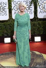 组图：金球奖红毯 69岁海伦米勒纱裙“老来俏”