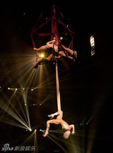 组图：P!nk高空倒吊演唱 与舞伴激情肉搏