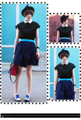 组图：夕又米街拍秀波点翻领衬衫