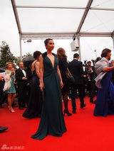 组图：李冰冰戛纳走红毯 深V长裙简约性感