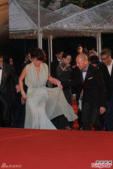 组图：金燕玲纱裙飘逸 牵手钱嘉乐亮相红毯