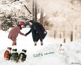 高清图：元彬申敏儿亲密拍广告 浪漫雪地深情拥吻