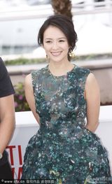 组图：章子怡透视美裙酥胸隐现金饰闪耀