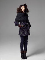 高清组图：河智苑冬装画报 渔网发饰突显个性