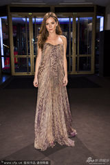 组图：《情色大亨》首映 弗莱尔低胸纱裙亮相