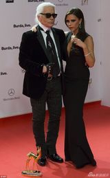 组图:贝嫂获小鹿斑比时尚奖 超深V礼服半球微露