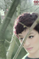 组图：曾轶可文艺写真 驻足樱花林意境迷幻