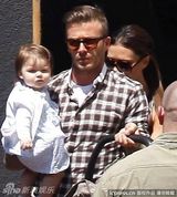 组图：贝克汉姆携可爱女儿为爱妻维多利亚庆生