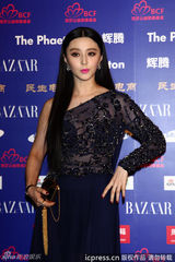 组图：范冰冰蓝裙亮相慈善红毯 透视装内衣隐现