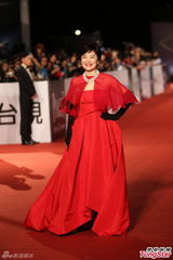 组图：林青霞牵手李安亮相 珍珠耀眼红裙霸气