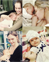 组图：俄罗斯超模萨莎与可爱幼女合影温馨