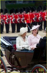 组图：女王携皇室亮相阅兵 凯特王妃大肚优雅