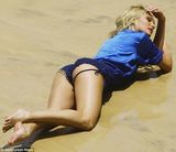 组图：超模坎蒂丝海滩衣扣大开 身材火辣性感