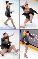 组图：韩花样滑冰公主金妍儿热身赛受轻伤